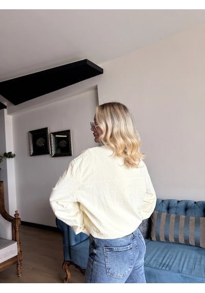 Keymoda Kadın Dik Yaka Bomber Ceket Ekru