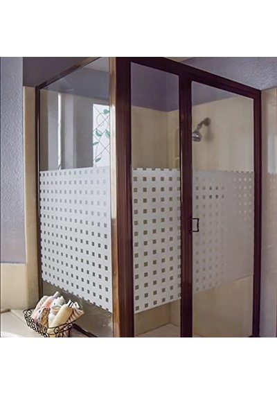 Technosmart 45x150 Cm Modern Kare Desenli Statik Cam Kaplama Folyo Mutfak Ofis Banyo Pencere