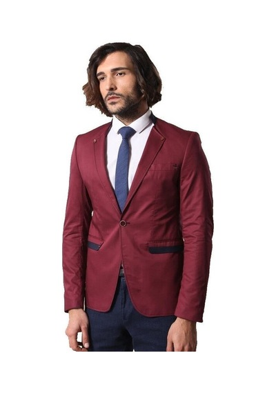 Wessi Hakim Yaka Bordo Erkek Ceket Siyah
