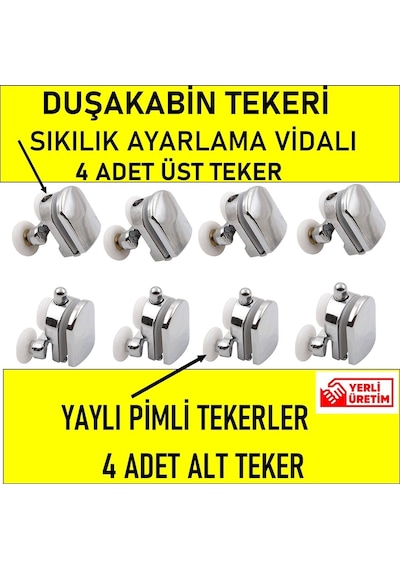 Duşakabin Tekerleği 8 Li Set - Krom Renk - Cam Kabin İçin Tekeri Diğer