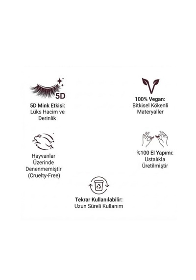 Ocean Asu 819 5d Mink Doğal Görünümlü Şerit Takma Kirpik Tekrar Kullanılabilir Vegan