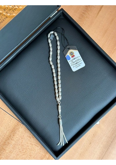 Gümüş Tesbih 925 Ayar Gümüş Özel Yazılı Erkek Hediye Sertifikalı Kişiye Özel İsim 7 X 5 Mm Ks1663