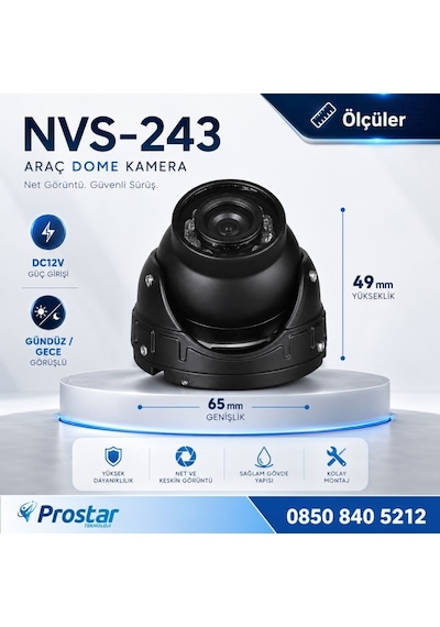 Ahd 1080p/720p Dome Geniş Açılı Ir Ledli Gece Görüşlü 4 Pin Aviation Araç Kamerası