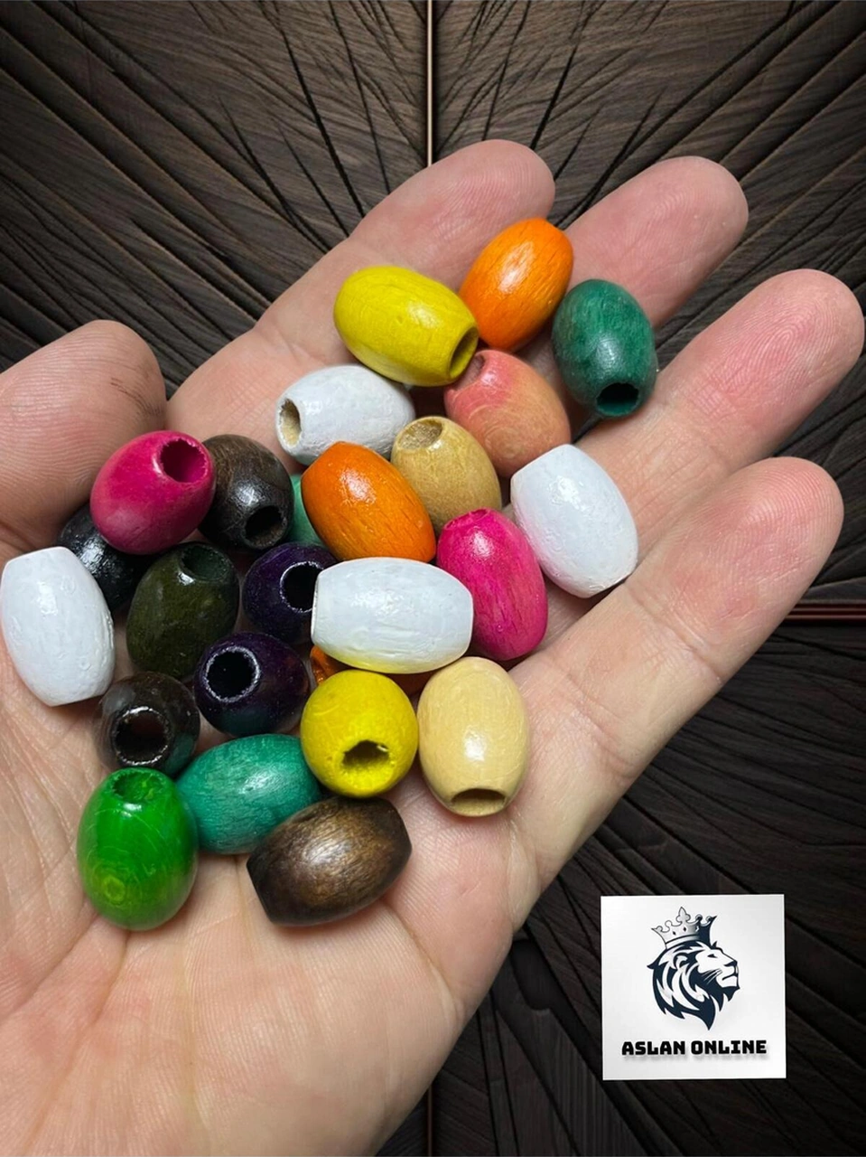 20x15 Mm Oval Ahşap Boncuk - Karışık Renk - 50gr , Ort 50 Adet