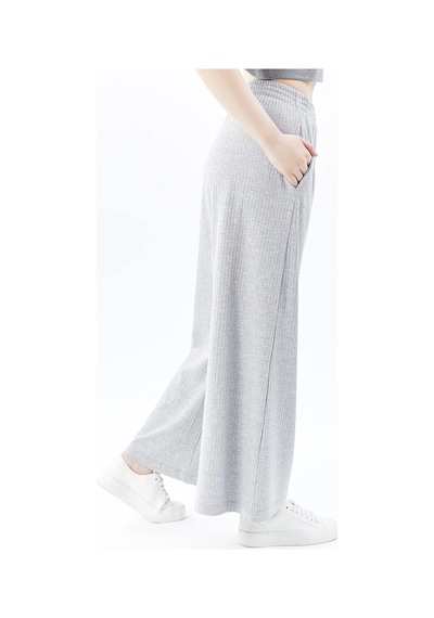Defys Kadın Oversize Bol Paça Pantolon Gri Melanj - 595424376 Gri Melanj