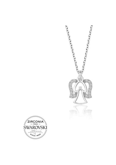 925 Ayar Swarovski Taşlı Gümüş Melek Bayan Kolye