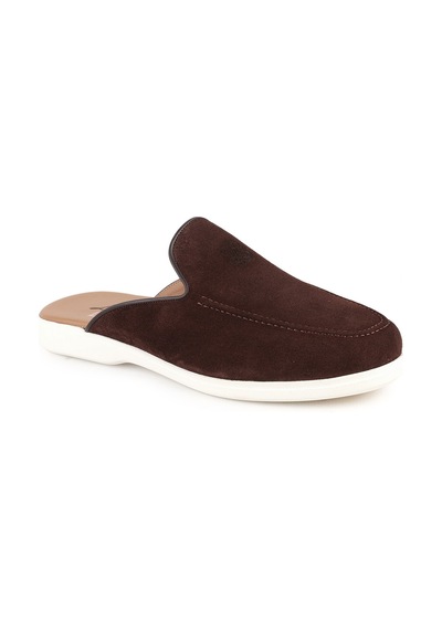 Libero L5950 Hakiki Süet Arkası Açık Ultra Hafif Eva Taban Erkek Loafer Sabot Ayakkabı Kahve