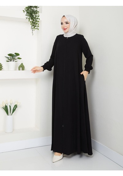 Eslemnur Gündelik Hac Ve Umrelik Mevlana Kolu Gipe Dikişli Ferace Siyah