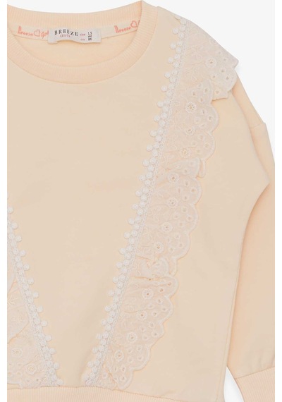 Breeze Kız Çocuk Sweatshirt Güpürlü 1.5-5 Yaş, Krem