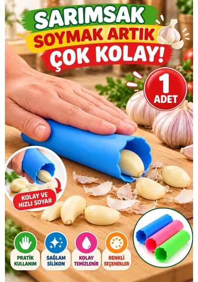 Silikon Sarımsak Soyucu Pratik Sarımsak Soyma Aparatı Esnek Mutfak Gereci Karışık Renk Gönderim Renkli