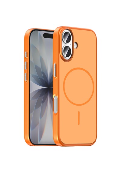 Apple iPhone Uyumlu 17 Kılıf M-safe Şarj Özellikli Zore Lora Pc Kapak - Turuncu