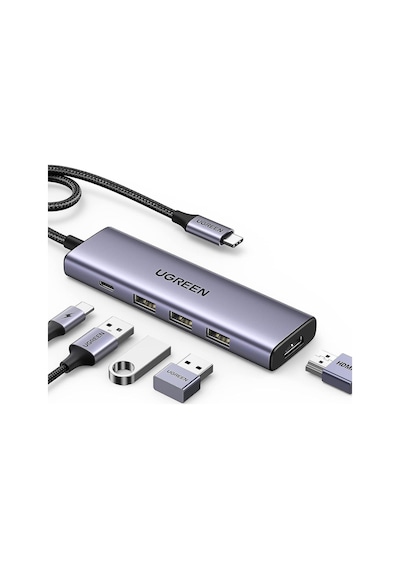 Ugreen Type-c To 4k/60hz Hdmı 3 Usb 3.0 100w Pd Güç Girişi Çoklayıcı Hub Adaptör