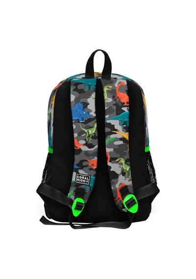Coral High Kids Siyah Gri Dinozor Desenli 3 Lü Okul Çanta Seti Set0123744