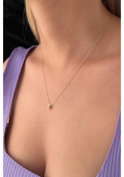 14 Ayar Altın S Harfli Kolye Kly8159 Sarı Altın