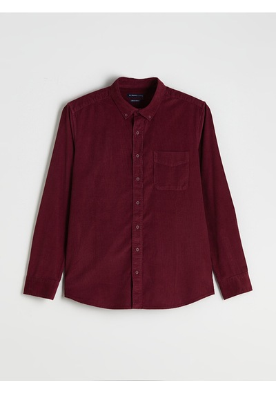 Lcwaıkıkı Classic Bordo Regular Fit Uzun Kollu Kadife Erkek Gömlek