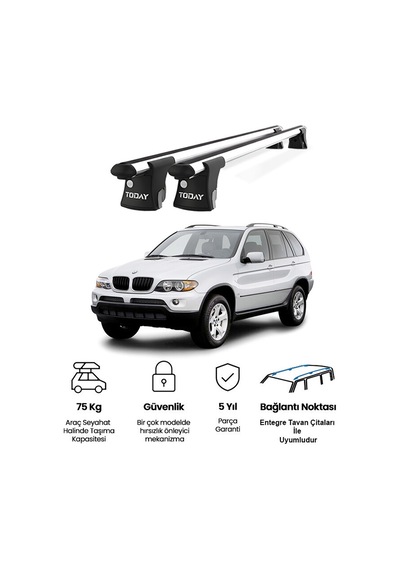 Trio-ı Bmw X5 E53 2004-2007 Uyumlu Kilitli Ara Atkı 135cm Port Bagaj Tavan Barı
