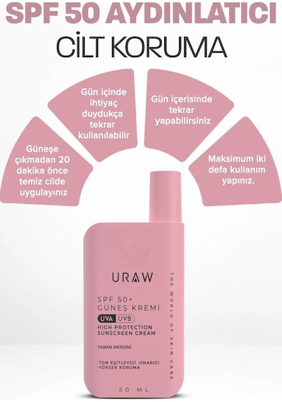 Uraw Pink Touch Blueberry Ton Eşitleyici Güneş Kremi SPF50+ 50 ML