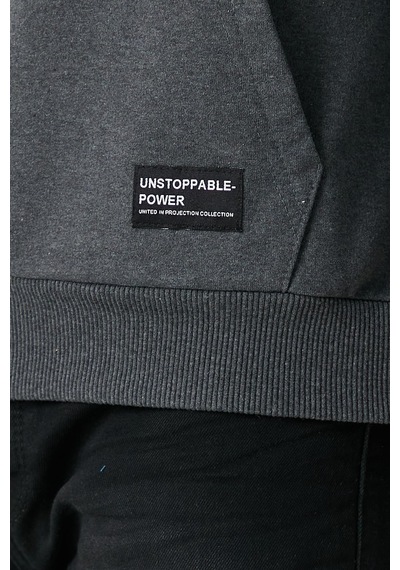 Comeor Erkek Antrasit Basic Kapüşonlu Regular Fit Normal Kesim 2 İplik Kumaş Günlük Sweatshirt Antrasit