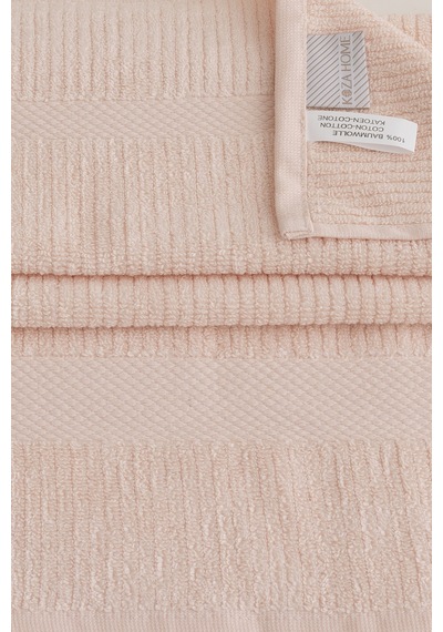 Ivory Somon Fitilli Mikro Fiber %100 Pamuk 2li El Yüz Havlusu Set Somon