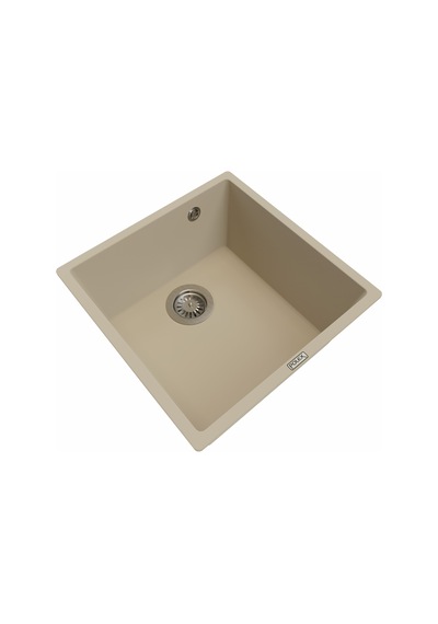 Polex Cristalüx Granit Evye P-X40 Bej Tezgah Altı Ve Tezgah Üstü Kare Mutfak Evyesi 53.8x44 CM