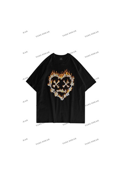 Startmore Unisex Kemik Kalp Siyah Siyah