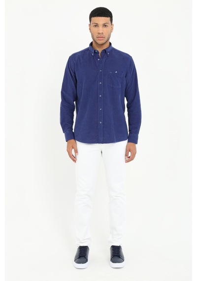 Dufy Erkek Regular Fit Uzun Kol Saks Gömlek-18473 Saks Mavisi