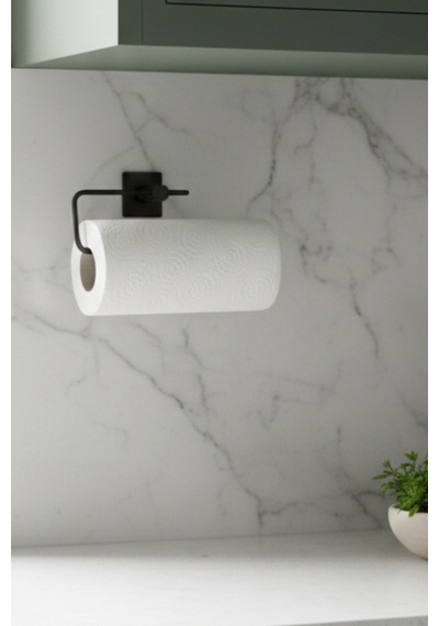 Yapışkanlı Siyah Rulo Havluluk Peçetelik Yapışkanlı Pratik Banyo Mutfak Askısı Kağıt Rulo Havluluk S Diğer