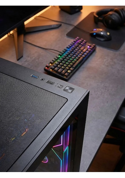 Rampage Ares V2 Gaming Pc Kasası 7x120mm Argb Fanlı Temperli Cam Atx Mid Tower Oyuncu Kasası 360mm Sıvı Soğutma