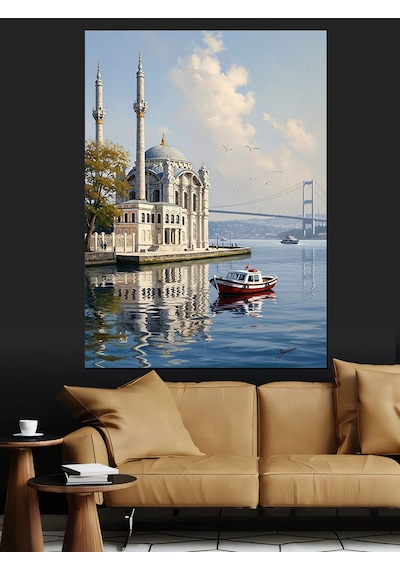 Ahşap Tablo Ortaköy Camii İstanbul Manzarası