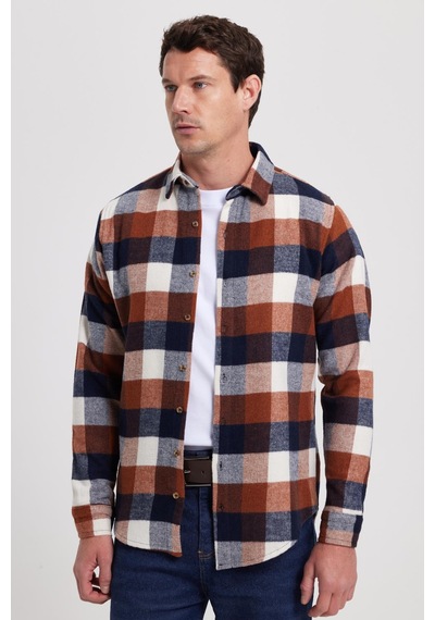 Tudors Erkek Slim Fit Dar Kesim Kareli Kışlık Oduncu Gömlek-42334 Kahverengi Tudors Erkek Slim Fit Dar Kesim Kareli Kışlık Oduncu Gömlek-42334 Kahverengi