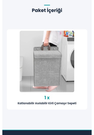 Katlanabilir Asılabilir Kirli Çamaşır Sepeti Kahverengi
