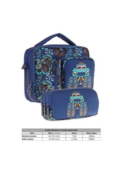 Kaukko Kids Erkek Çocuk Lacivert Turkuaz Kamyon Üç Bölmeli Thermo Beslenme Çantası Ve Kalemlik Seti L7261+l8261 Lacivert - Turkuaz Kaukko Kids Erkek Çocuk Lacivert Turkuaz Kamyon Üç Bölmeli Thermo Beslenme Çantası Ve Kalemlik Seti L7261+l8261 Lacivert - Turkuaz