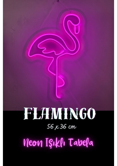 Neon Yazı Tabela Dekoratif Şeffaf Led Işık Flamingo