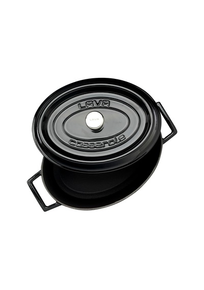 Signature Emailierten Dökme Demir Oval Dutch Oven 4 1/4 Quart, Obsidian Siyah, Dökme Demir, Obsidian Black, 4.