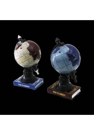 Vintage Dünya Temalı Dekoratif Biblo Kumbara 22 Cm Reçine