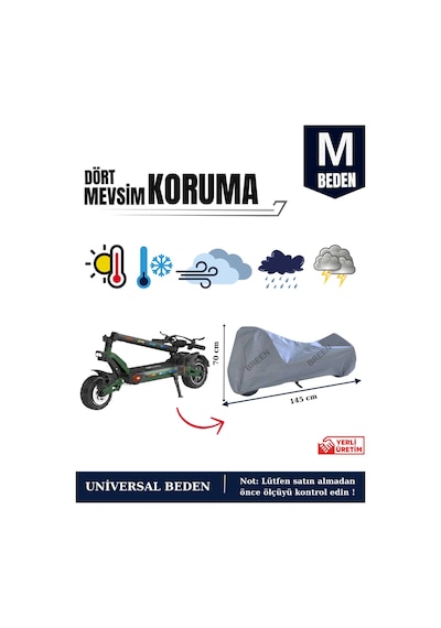 Gri M Beden Elektrikli Scooter Brandası, Koruyucu Örtü- Su Geçirmez Gri
