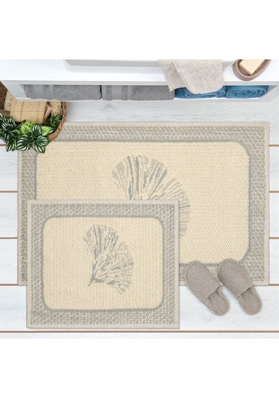 Soft Nemi 2'li Banyo Paspası - Gri - 60x100 Cm + 50x60 Cm Renkli