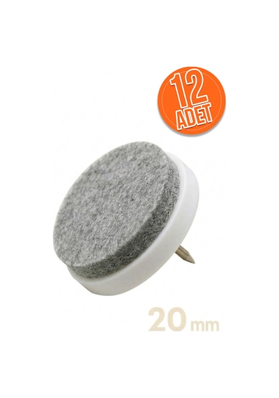 20 Mm Keçeli Poligrit Zemin Koruyucu Sandalye Ve Masa Ayağı Sessiz Mobilya Pabucu Beyaz 12 Adet Diğer