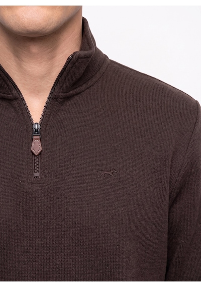 Mustang Kahverengi Erkek Fermuarlı Basic Nakışlı Sweatshirt M6wm-swt1591 Kahve