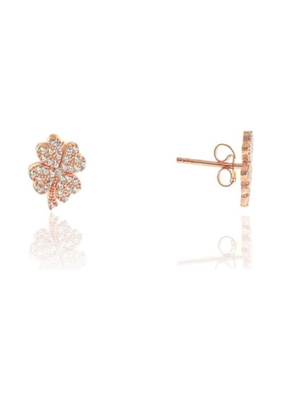 Gümüş Rose Zirkon Taşlı Yonca Küpe N11.48565