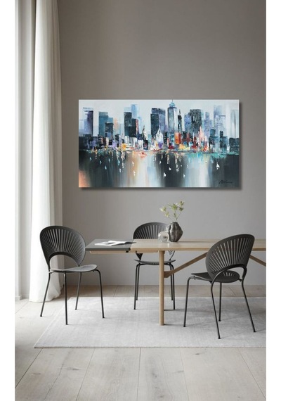 Bina Büyük Boy El Yapımı Yağlı Boya Tablo 117x70cm