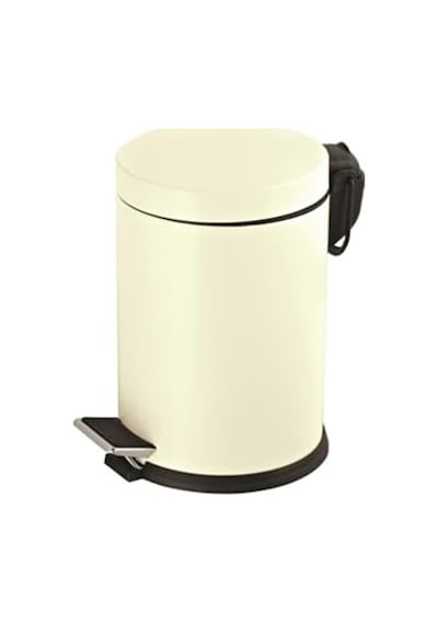 5 Litre Hacimli Paslanmaz Çöp Kovası, Pedallı Ve Krem Renk 6998