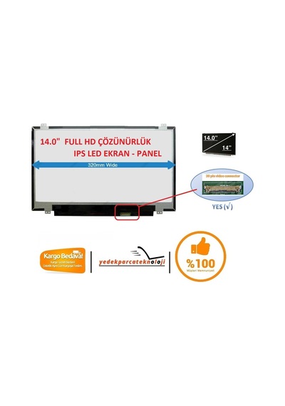Nv140fhm-n43 1920x1080 Hd 30pin Slim Led İps Ekran / Panel