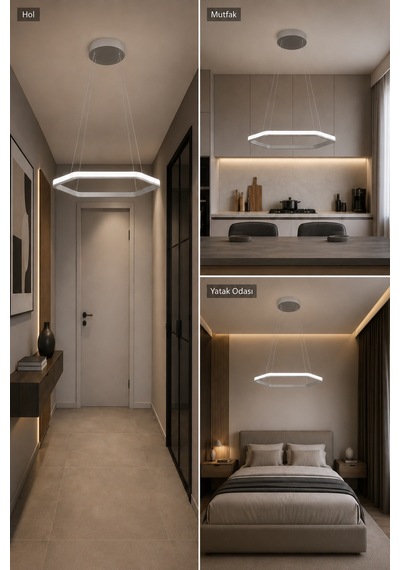 AvizeGO Ares Led Sarkıt Avize Beyaz Işık Gri