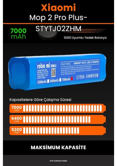 Xiaomi Mop Pro2+ 3D STYTJ02ZHM 7000mAh Robot Süpürge Bataryası