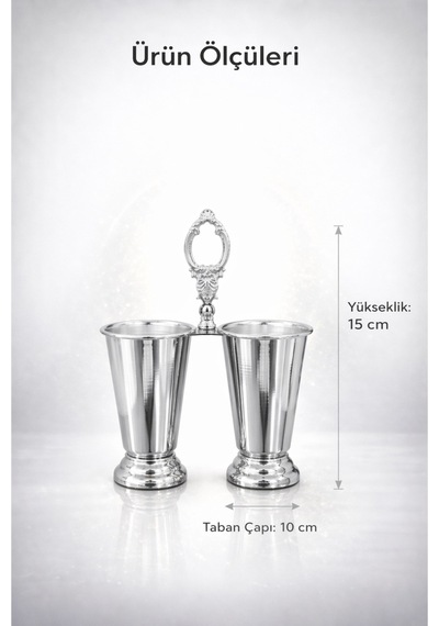 Gümüş Kaplamalı Lüks Kaşıklık 2 Bölmeli Mutfak Sunumluk Çeyizlik Sofra Organizeri Zenith