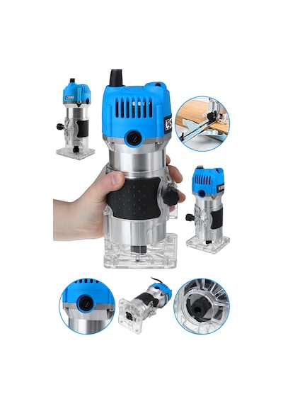 Steiner 3000 Watt 6 Kademe Devir Ayarlı Formika Traşlama Freze Makinesi 6 MM Pens Mavi
