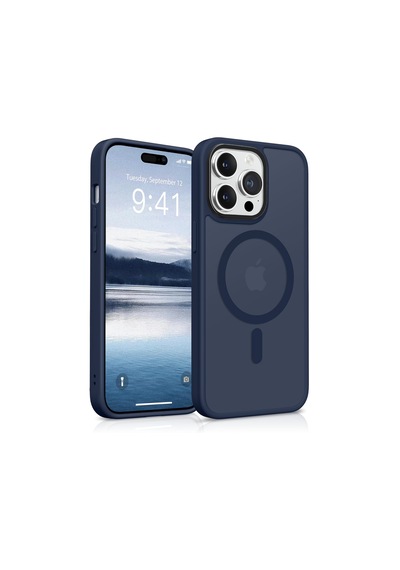 Bix İphone 15 Pro Max Magsafe Uyumlu Kılıf Tam Koruma Manyetik Darbe Emici Gece Mavisi