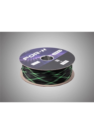 For-x Kablo Çorabı 20mm - For-x 20mm Yeşil Siyah Amfi Kablo Toplayıcı - 1 Metre