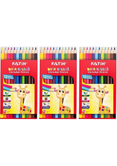 Fatih 12 Renk Tam Boy Kuru Boya 3 Lü